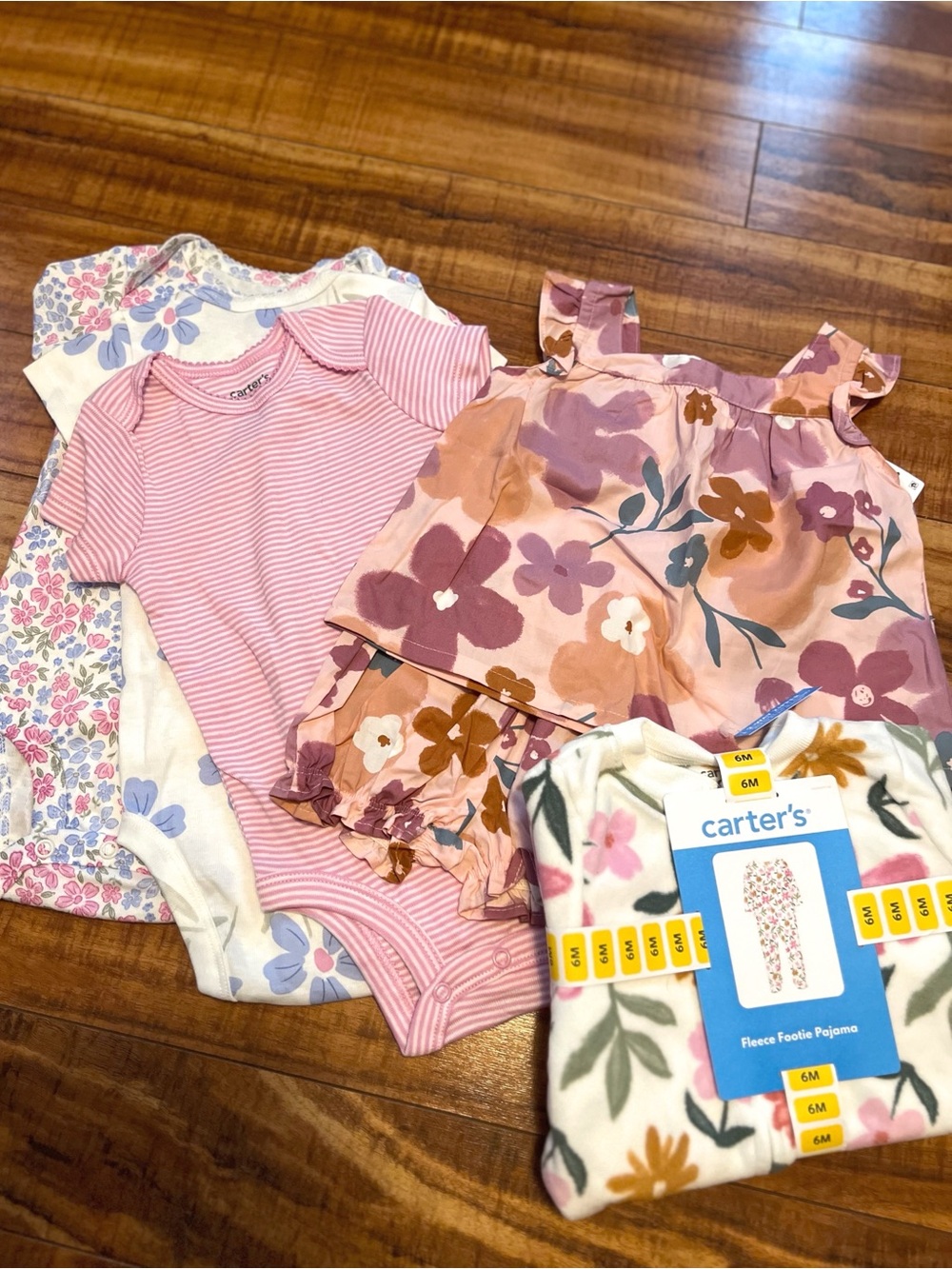 Carter's Pink & Floral Baby Outfit 6 month bundle
